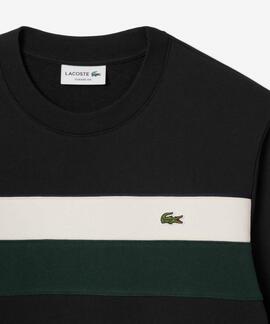 SUDADERA DE FELPA COLOR BLOCK NEGRO, BLANCO, VERDE