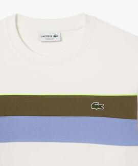 SUDADERA DE FELPA COLOR BLOCK BLANCO, VERDE KAKI, VIOLETA