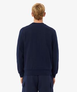 SUDADERA DE FELPA CON RIBETE DE LOGOTIPO AZUL MARINO