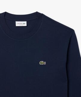 CAMISETA DE MANGA LARGA EN PUNTO DE ALGODÓN AZUL MARINO
