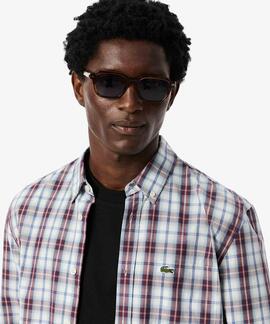 CAMISA REGULAR FIT DE POPELÍN CON CUADROS ESCOCESES BLANCO,