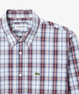 CAMISA REGULAR FIT DE POPELÍN CON CUADROS ESCOCESES BLANCO,