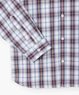 CAMISA REGULAR FIT DE POPELÍN CON CUADROS ESCOCESES BLANCO,