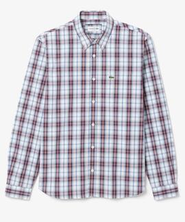 CAMISA REGULAR FIT DE POPELÍN CON CUADROS ESCOCESES BLANCO,