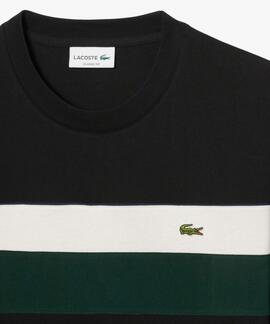 CAMISETA COLOR BLOCK DE PUNTO JERSEY NEGRO, BLANCO, VERDE