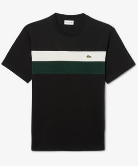 CAMISETA COLOR BLOCK DE PUNTO JERSEY NEGRO, BLANCO, VERDE