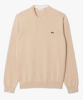 JERSEY LACOSTE CUELLO REDONDO BEIGE