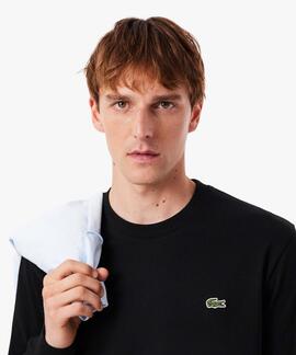 CAMISETA DE MANGA LARGA EN PUNTO DE ALGODÓN NEGRO