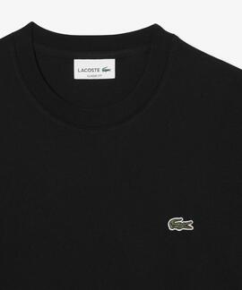 CAMISETA DE MANGA LARGA EN PUNTO DE ALGODÓN NEGRO