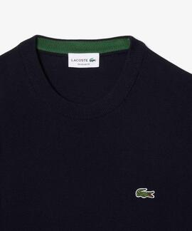 JERSEY LACOSTE CUELLO REDONDO NEGRO