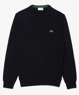 JERSEY LACOSTE CUELLO REDONDO NEGRO
