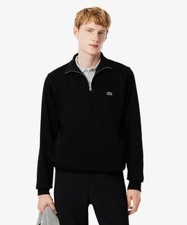 JERSEY SUDADERA LACOSTE DE CUELLO ALTO CON CREMALLERA NEGRO
