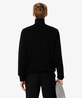 JERSEY SUDADERA LACOSTE DE CUELLO ALTO CON CREMALLERA NEGRO