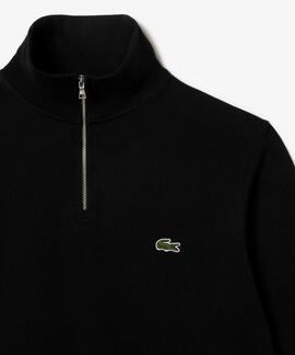 JERSEY SUDADERA LACOSTE DE CUELLO ALTO CON CREMALLERA NEGRO