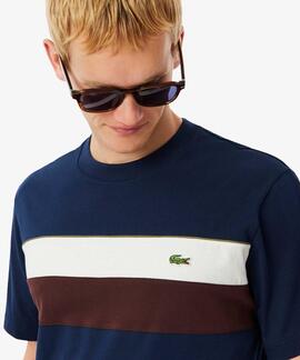 CAMISETA COLOR BLOCK DE PUNTO JERSEY AZUL MARINO, BLANCO, MA