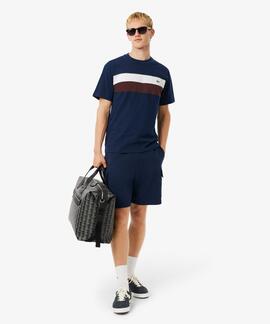 CAMISETA COLOR BLOCK DE PUNTO JERSEY AZUL MARINO, BLANCO, MA