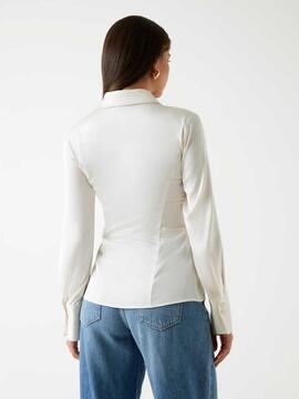 CAMISA DE SATÉN FERNANDA CORSET SLIM FIT BLANCA
