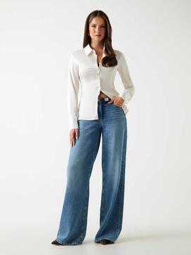 CAMISA DE SATÉN FERNANDA CORSET SLIM FIT BLANCA
