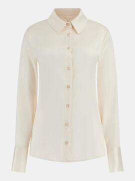 CAMISA DE SATÉN FERNANDA CORSET SLIM FIT BLANCA