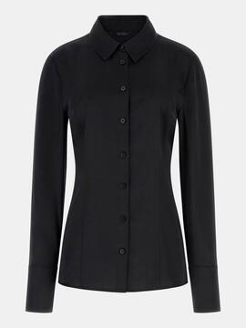 CAMISA DE SATÉN SLIM FIT FERNANDA CORSET NEGRA