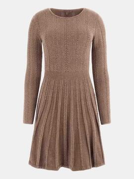 VESTIDO MINI MORGAN DRESS SLIM FIT DE PUNTO TEXTURIZADO BEIG