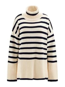 JERSEY CUELLO CISNE EMELIA RELAXED FIT RAYAS BICOLOR