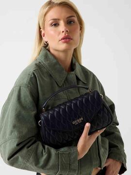 BOLSO DE MANO VALLA PESPUNTEADO NEGRO