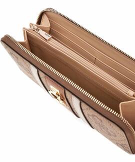 CARTERA DE MUJER ERENIA MARRÓN CLARO CON LOGOTIPO