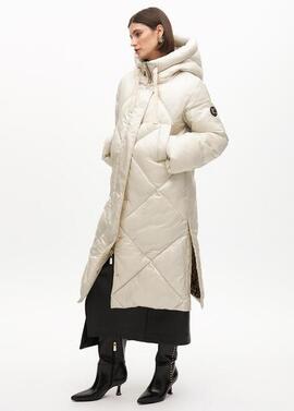 ANORAK PLUMAS CON CAPUCHA PIEDRA