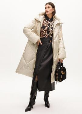 ANORAK PLUMAS CON CAPUCHA PIEDRA