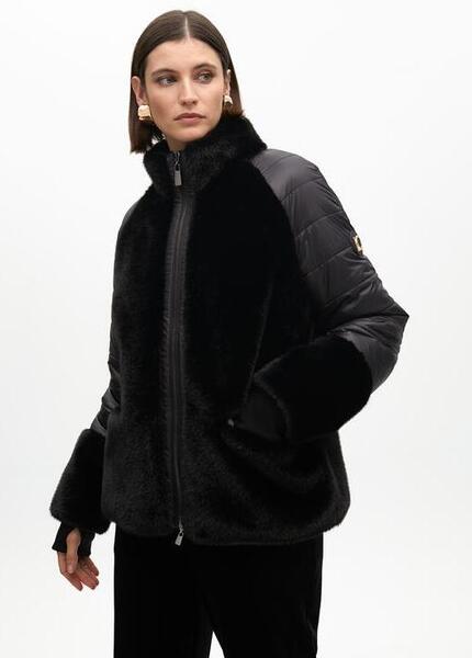 ABRIGO COMBINADO PLUMAS PELO NEGRO
