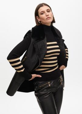 CHALECO DOBLE FAZ MIDI NEGRO