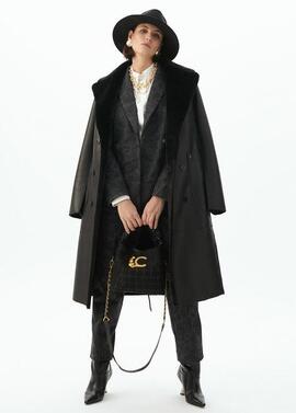 ABRIGO LARGO DOBLE FAZ REVERSIBLE NEGRO