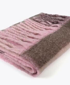 BUFANDA CUADROS GRIS Y ROSA CON LOGO GRANDE