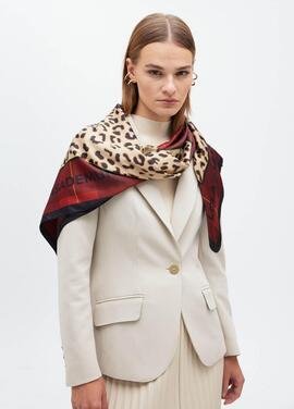 PAÑUELO ANIMAL PRINT Y TARTÁN ROJO-NEGRO