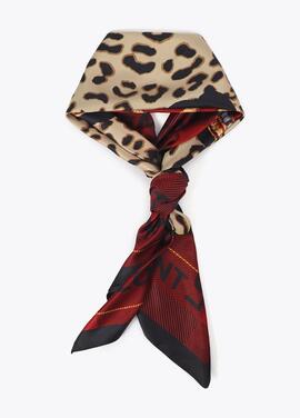 PAÑUELO ANIMAL PRINT Y TARTÁN ROJO-NEGRO