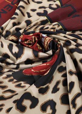 PAÑUELO ANIMAL PRINT Y TARTÁN ROJO-NEGRO
