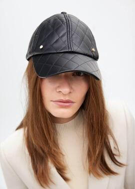 VISERA EFECTO PIEL ACOLCHADA Y PESPUNTEADA NEGRA