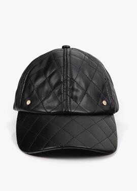 VISERA EFECTO PIEL ACOLCHADA Y PESPUNTEADA NEGRA