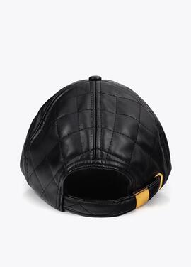 VISERA EFECTO PIEL ACOLCHADA Y PESPUNTEADA NEGRA