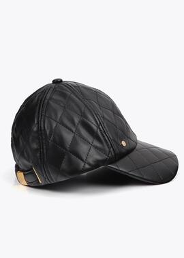 VISERA EFECTO PIEL ACOLCHADA Y PESPUNTEADA NEGRA