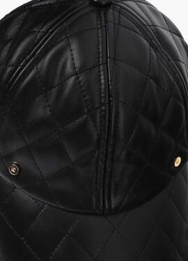 VISERA EFECTO PIEL ACOLCHADA Y PESPUNTEADA NEGRA