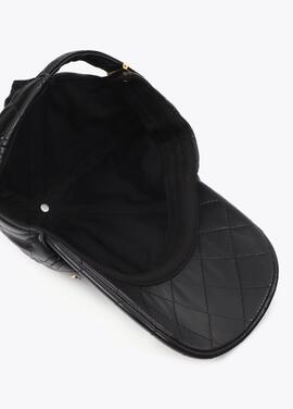 VISERA EFECTO PIEL ACOLCHADA Y PESPUNTEADA NEGRA