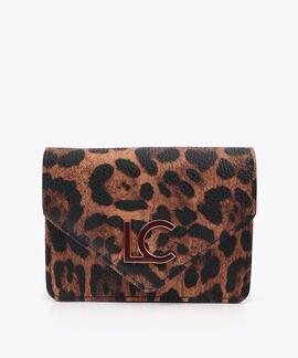 MONEDERO Y LLAVERO FORRADO LC ANIMAL PRINT MARRÓN-NEGRO