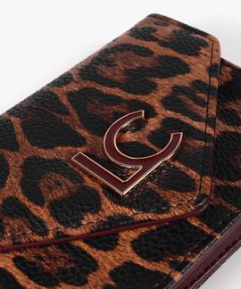 MONEDERO Y LLAVERO FORRADO LC ANIMAL PRINT MARRÓN-NEGRO