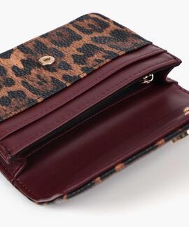 MONEDERO Y LLAVERO FORRADO LC ANIMAL PRINT MARRÓN-NEGRO