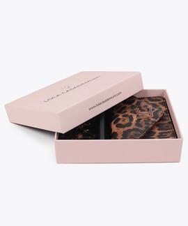 MONEDERO Y LLAVERO FORRADO LC ANIMAL PRINT MARRÓN-NEGRO