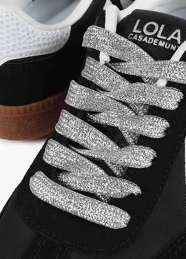 ZAPATILLAS DEPORTIVAS NYLON NEGRO CON DETALLES DE STRASS
