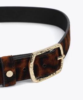 CINTURÓN ESTRECHO ANIMAL PRINT MARRON-NEGRO