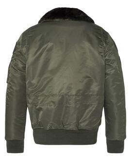 CHAQUETA BOMBER ACOLCHADA OHARAVINTRS VERDE CON PARCHES
